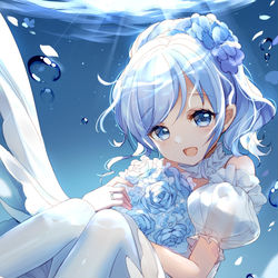 This is a pixiv picture whose title is 青い花嫁.