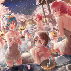 This is a pixiv picture whose title is 桜温泉.