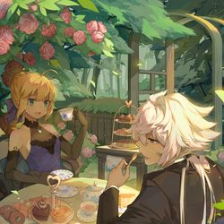This is a pixiv picture whose title is 王的下午茶.