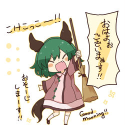 This is a pixiv picture whose title is 箒持つとすぐに遊びだす響子ちゃん。.