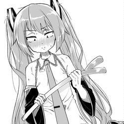 This is a pixiv picture whose title is 初音ミクコスの三白眼女装男子.