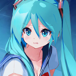 This is a pixiv picture whose title is ミクさんVer.で描いてみた.