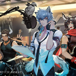 This is a pixiv picture whose title is 明日方舟一周年.