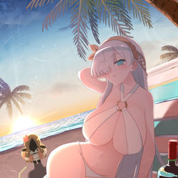 This is a pixiv picture whose title is 海辺の皇女.