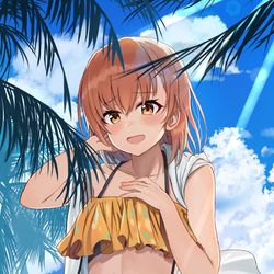 This is a pixiv picture whose title is 水着レールガン.