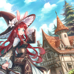 This is a pixiv picture whose title is 魔女と山小屋.