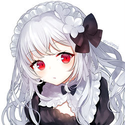 This is a pixiv picture whose title is 白髪赤目ちゃん.