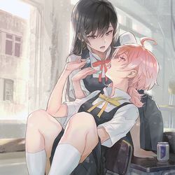 This is a pixiv picture whose title is やがて君になる「白昼廃墟のティータイム」.