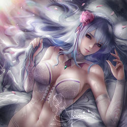 This is a pixiv picture whose title is ランジェリ エミリア / Emilia lingerie.