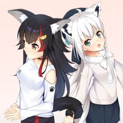 This is a pixiv picture whose title is フブキちゃんに帰ってほしくないミオちゃん.