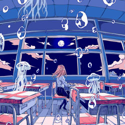 This is a pixiv picture whose title is 空ノ月、海ノ月.