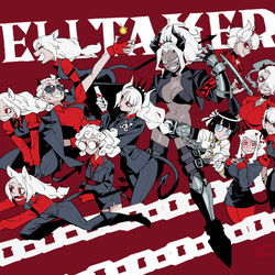 This is a pixiv picture whose title is Helltaker.