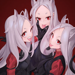 This is a pixiv picture whose title is helltaker - Kerberos.