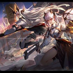 This is a pixiv picture whose title is アークナイツバトルイラコン-塞雷娅&苇草.