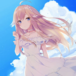 This is a pixiv picture whose title is 金髪白ワンピ.