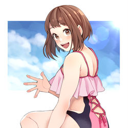 This is a pixiv picture whose title is 水着お茶子.