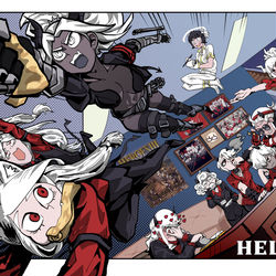 This is a pixiv picture whose title is Helltaker.