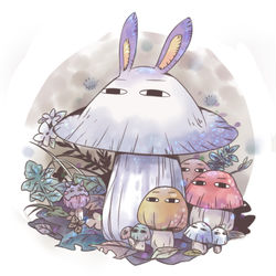 This is a pixiv picture whose title is ニトキノコと刑部茸.