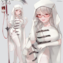 This is a pixiv picture whose title is 赤い眼鏡のナース.