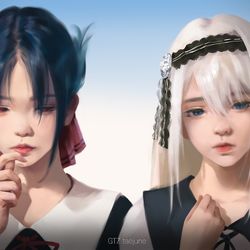 This is a pixiv picture whose title is Kaguya and Kei.