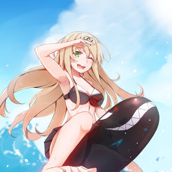 This is a pixiv picture whose title is 夕立と海で遊ぶっぽい！.