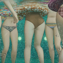 This is a pixiv picture whose title is プールの水中の尻.