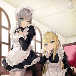 This is a pixiv picture whose title is グレイとライネス(メイド服ver).