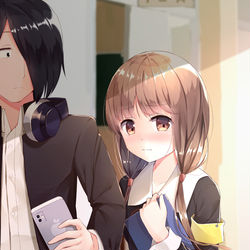 This is a pixiv picture whose title is 生徒会室まで一緒に行きたい石ミコ！.