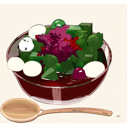 This is a pixiv picture whose title is 抹茶白玉.