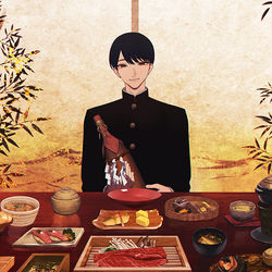 This is a pixiv picture whose title is 食.