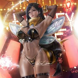 This is a pixiv picture whose title is 蒂法蜜蜂装 Tifa Honey bee.