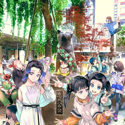 This is a pixiv picture whose title is 現代×鬼滅の刃 in 渋谷.