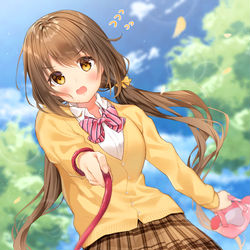 This is a pixiv picture whose title is わんわん散歩してるJK.