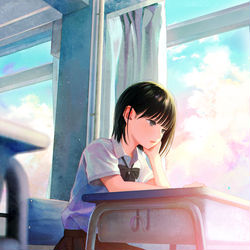This is a pixiv picture whose title is 窓際.