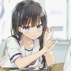 This is a pixiv picture whose title is 後ろの席の子がいつも俺にちょっかいをかけてくる.
