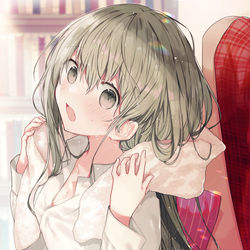 This is a pixiv picture whose title is 「じっ自分で乾かせますよ？」.
