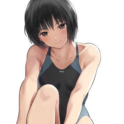 This is a pixiv picture whose title is 競泳水着×靴下.