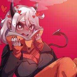 This is a pixiv picture whose title is Helltaker- Modeus.