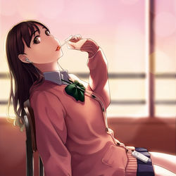 This is a pixiv picture whose title is 夕暮れオレンジ.