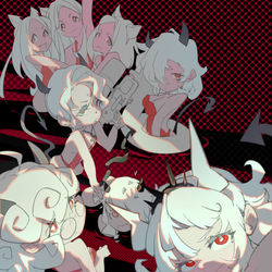 This is a pixiv picture whose title is Helltaker.