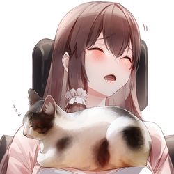 This is a pixiv picture whose title is 😴🐱.