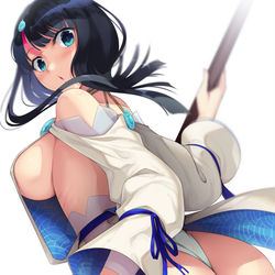 This is a pixiv picture whose title is 横乳のランサー他.