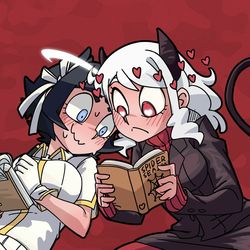 This is a pixiv picture whose title is Helltaker.