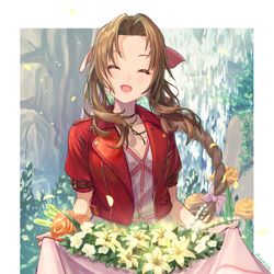 This is a pixiv picture whose title is 母娘でお花摘み　-エアリス-.