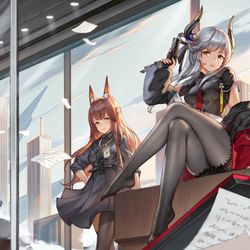 This is a pixiv picture whose title is 明日方舟 周年纪念同人   黑钢国际.