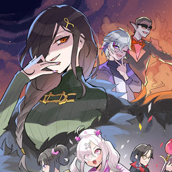 This is a pixiv picture whose title is 魔王vs勇者.