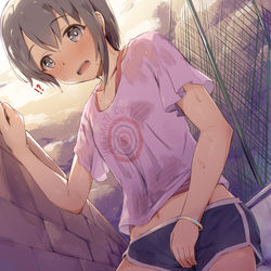 This is a pixiv picture whose title is 乙倉ちゃんが陸上部のランニング中、立ち止まってたので注意しに.