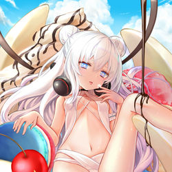 This is a pixiv picture whose title is 夏のもちもちパフェ～チョコレートソースがけ～.