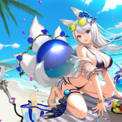 This is a pixiv picture whose title is うちの子と海.