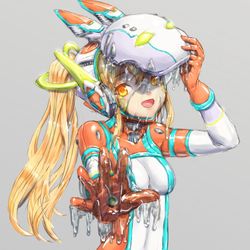 This is a pixiv picture whose title is ロボ娘スーツの中はヌルヌル.